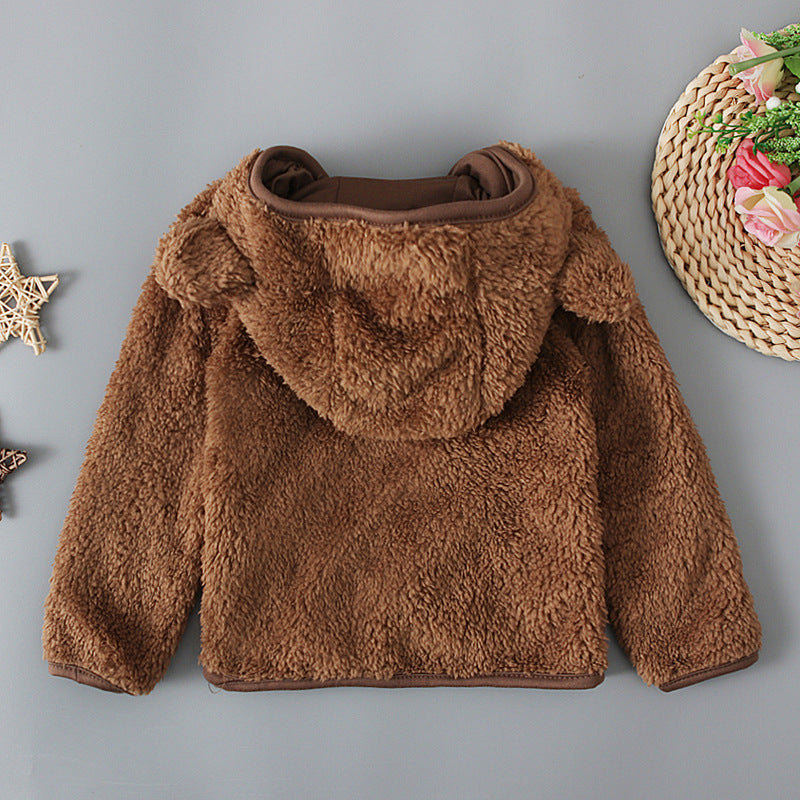 Varm Fleecejacka med Dragkedja & Huva för Baby/Nyfödd (Höst/Vinter)